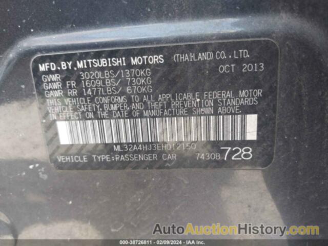 MITSUBISHI MIRAGE ES, ML32A4HJ3EH012150