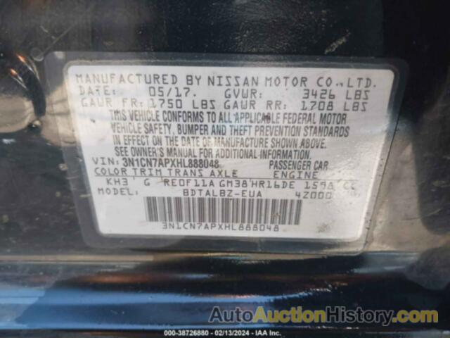 NISSAN VERSA 1.6 SV, 3N1CN7APXHL888048