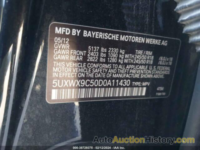 BMW X3 XDRIVE28I, 5UXWX9C50D0A11430