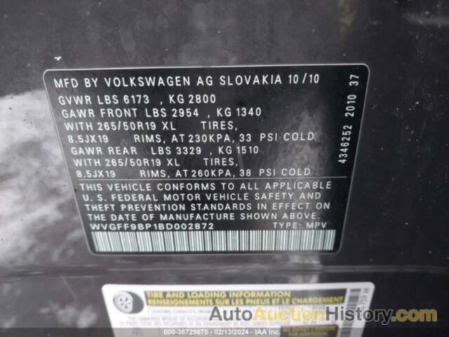 VOLKSWAGEN TOUAREG VR6 LUX, WVGFF9BP1BD002872