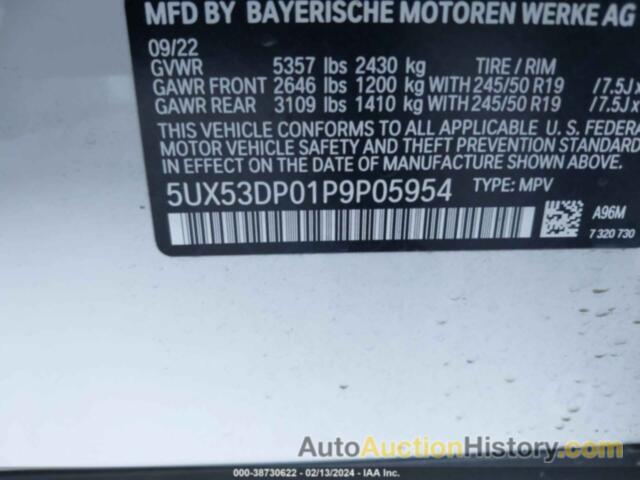 BMW X3 XDRIVE30I, 5UX53DP01P9P05954