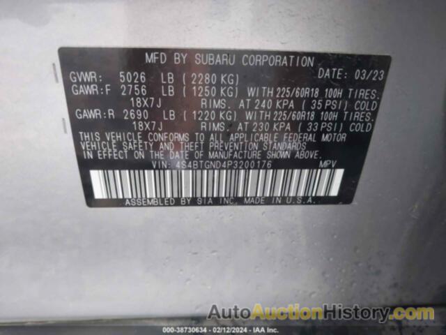 SUBARU OUTBACK LIMITED XT, 4S4BTGND4P3200176
