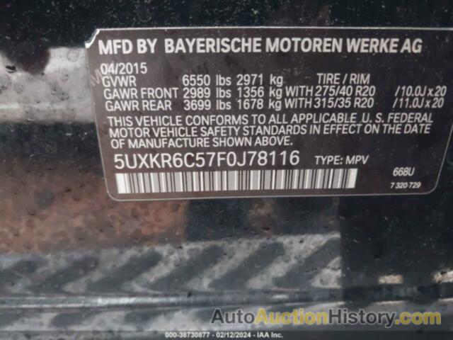 BMW X5 XDRIVE50I, 5UXKR6C57F0J78116