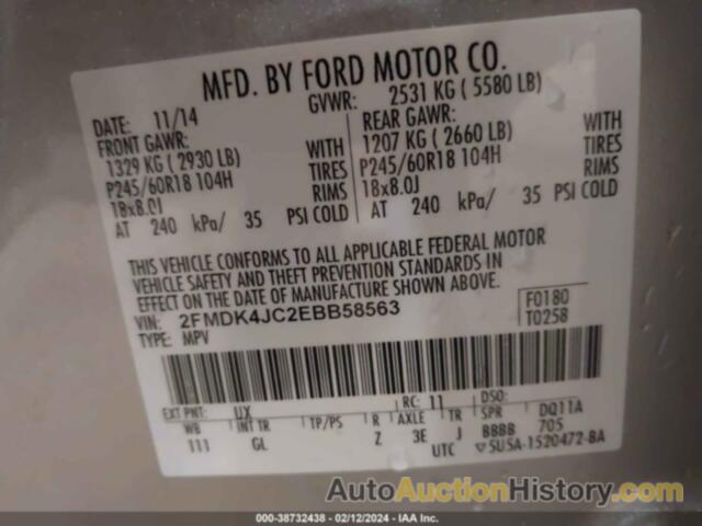 FORD EDGE SEL, 2FMDK4JC2EBB58563