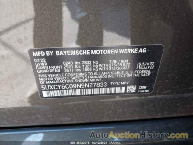 BMW X6 XDRIVE40I, 5UXCY6C09N9N27833