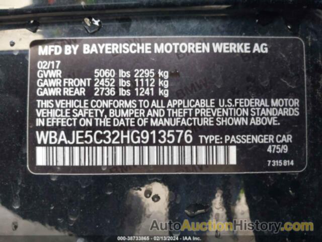 BMW 540I, WBAJE5C32HG913576