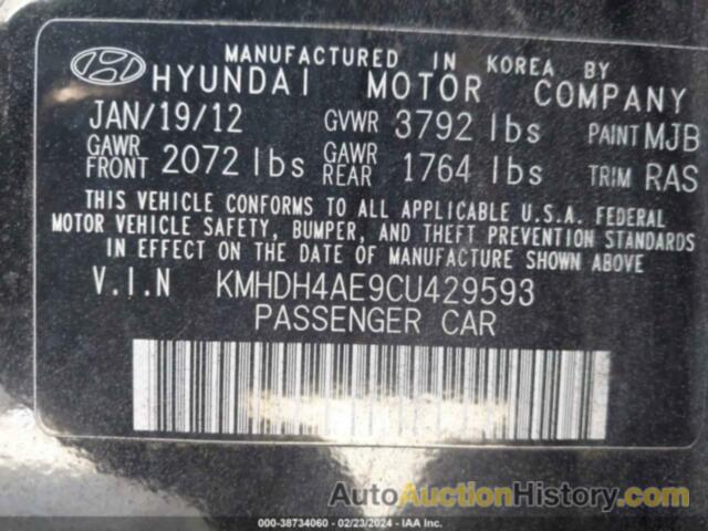 HYUNDAI ELANTRA GLS (ULSAN PLANT), KMHDH4AE9CU429593