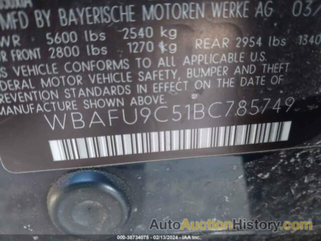 BMW 550I XDRIVE, WBAFU9C51BC785749