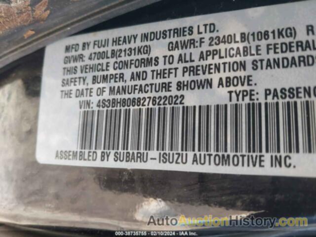 SUBARU OUTBACK H6-3.0 L.L. BEAN EDITION, 4S3BH806827622022