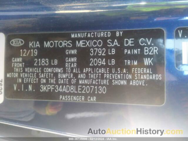 KIA FORTE GT-LINE, 3KPF34AD8LE207130