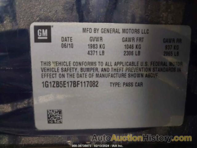 CHEVROLET MALIBU LS, 1G1ZB5E17BF117082