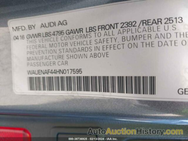 AUDI A4 2.0T PREMIUM, WAUENAF44HN017595