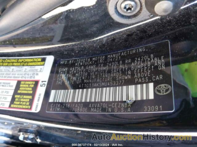 TOYOTA CAMRY LE, 4T1C11AK5MU453377