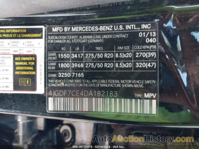 MERCEDES-BENZ GL 450 4MATIC, 4JGDF7CE4DA182183