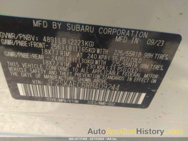 SUBARU FORESTER SPORT, JF2SKAEC6RH409244