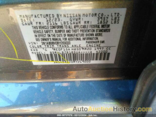 NISSAN SENTRA S, 3N1AB8BV0RY269000