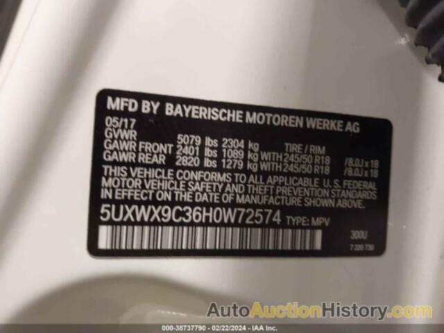 BMW X3 XDRIVE28I, 5UXWX9C36H0W72574