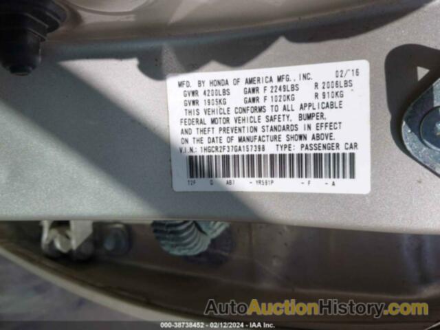 HONDA ACCORD LX, 1HGCR2F37GA157398