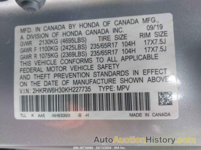 HONDA CR-V LX, 2HKRW6H30KH227735