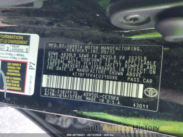 TOYOTA CAMRY SE, 4T1BF1FK4EU310086