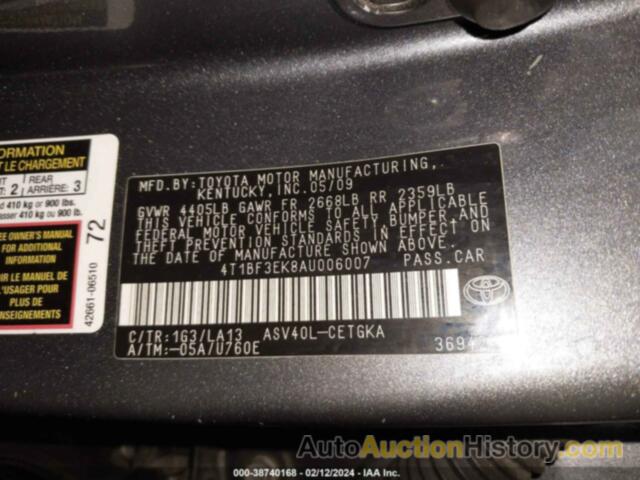 TOYOTA CAMRY XLE, 4T1BF3EK8AU006007