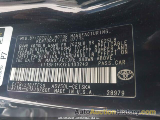 TOYOTA CAMRY SE, 4T1BF1FKXFU103249