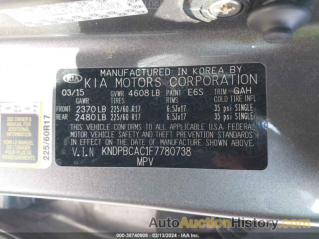 KIA SPORTAGE LX, KNDPBCAC1F7780738