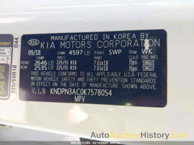 KIA SPORTAGE EX, KNDPN3AC0K7578054