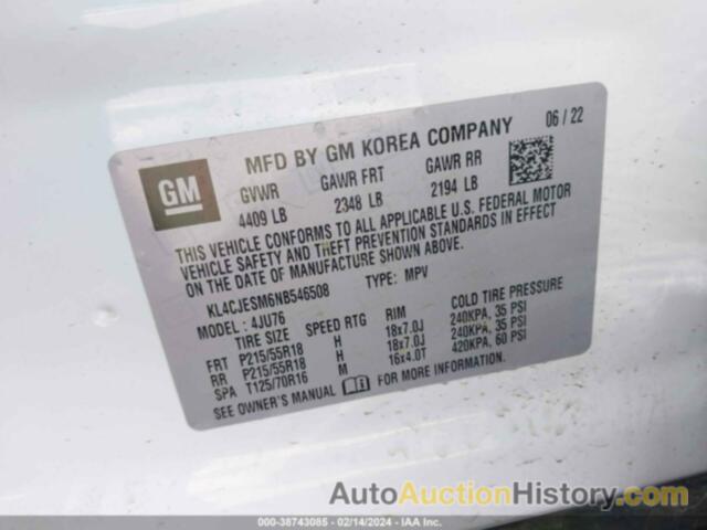 BUICK ENCORE AWD PREFERRED, KL4CJESM6NB546508