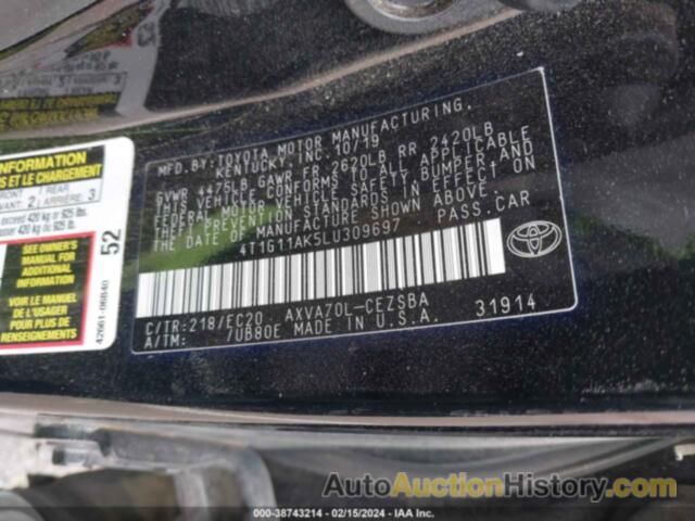 TOYOTA CAMRY SE/SE NIGHT SHADE, 4T1G11AK5LU309697