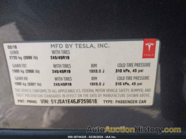 TESLA MODEL S 100D/75D/P100D, 5YJSA1E46JF259618