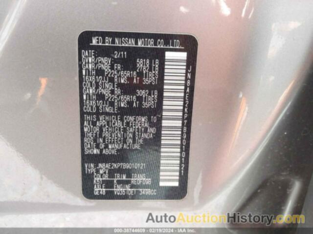 NISSAN QUEST S/SV/SL/LE, JN8AE2KP7B9010121