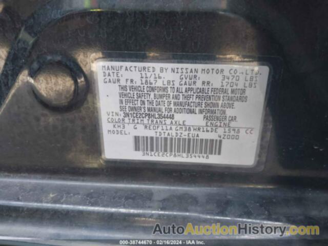 NISSAN VERSA NOTE SV, 3N1CE2CP8HL354448