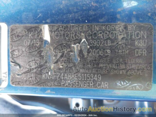 KIA FORTE EX, KNAFZ4A88E5115349