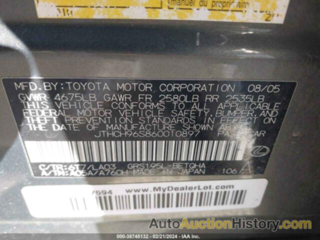 LEXUS GS 300, JTHCH96S860010897