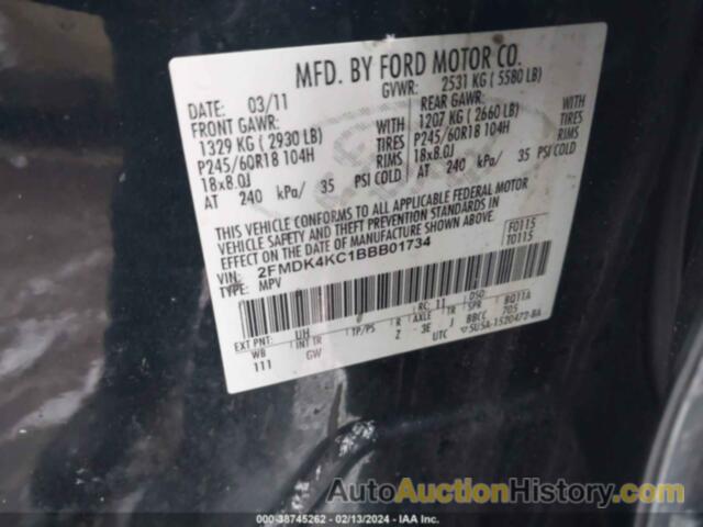FORD EDGE LIMITED, 2FMDK4KC1BBB01734