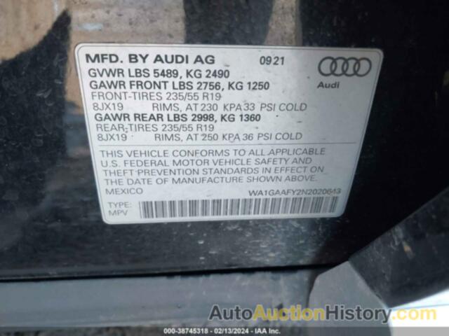 AUDI Q5 PREMIUM 45 TFSI S LINE QUATTRO S TRONIC, WA1GAAFY2N2020643