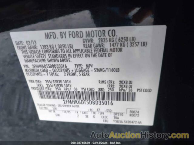 FORD FLEX LIMITED, 2FMHK6DT5DBD35016