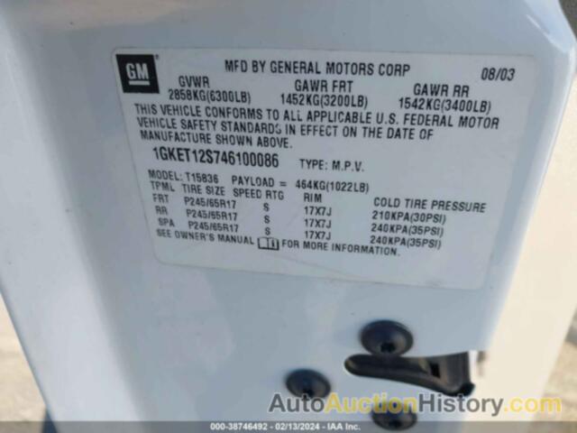 GMC ENVOY XUV SLT, 1GKET12S746100086