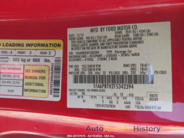 FORD MUSTANG ECOBOOST, 1FA6P8TH2F5342394