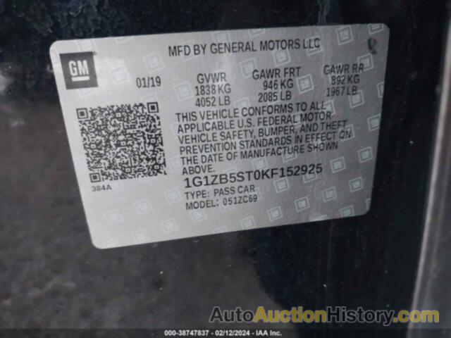 CHEVROLET MALIBU 1LS, 1G1ZB5ST0KF152925