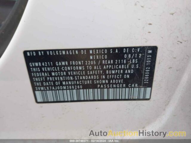 VOLKSWAGEN JETTA 2.5L SEL, 3VWLX7AJ0DM366260