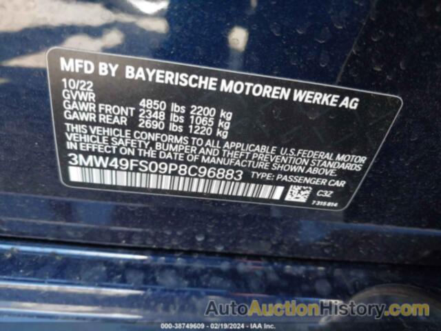 BMW 3 SERIES M340I, 3MW49FS09P8C96883