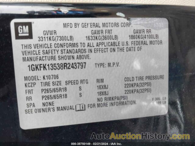 GMC YUKON HYBRID, 1GKFK13538R243797