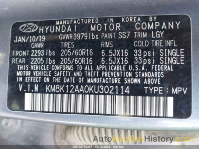 HYUNDAI KONA SE, KM8K12AA0KU302114