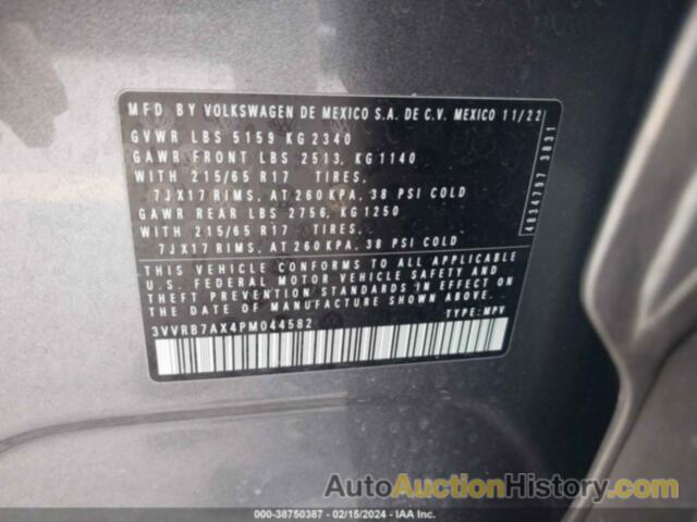 VOLKSWAGEN TIGUAN S, 3VVRB7AX4PM044582