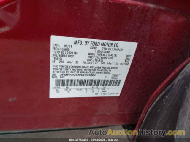 FORD EDGE SEL, 2FMPK4J9XKBC70024