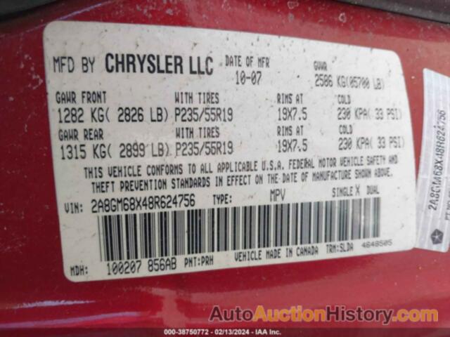 CHRYSLER PACIFICA TOURING, 2A8GM68X48R624756