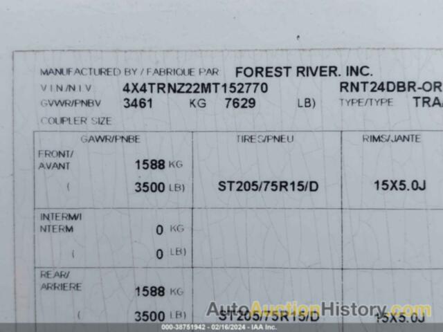 FOREST RIV RAINIER, 4X4TRNZ22MT152770