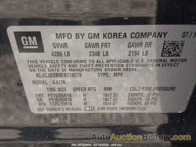 BUICK ENCORE CONVENIENCE, KL4CJBSB9EB778579